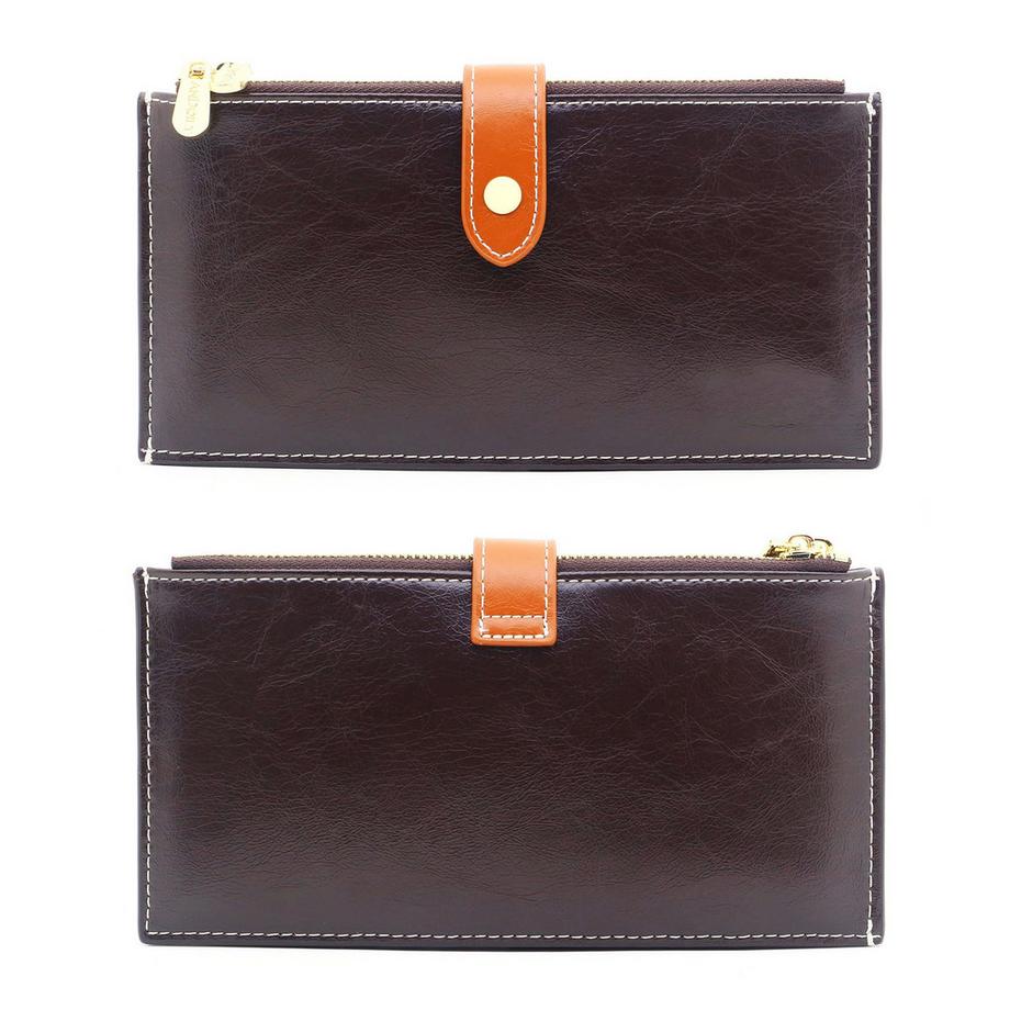 Only-bags.store Echtes Leder Portemonnaie mit RFID Blockierung und Reissverschluss  