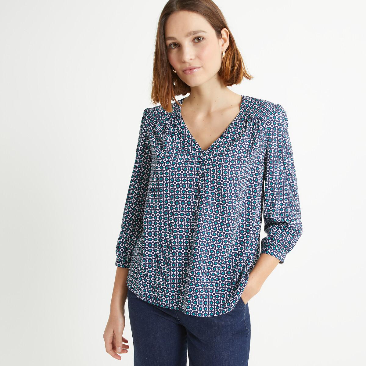 Image of Bluse Mit V-ausschnitt Damen Blau 48