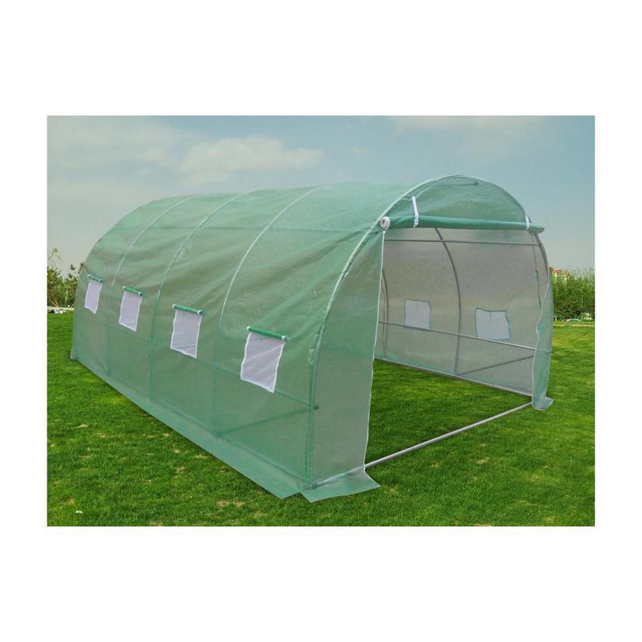 Vente-unique Serre tunnel avec structure en acier 12 m² - L300 x l400 x H200 cm - IPOMEA  