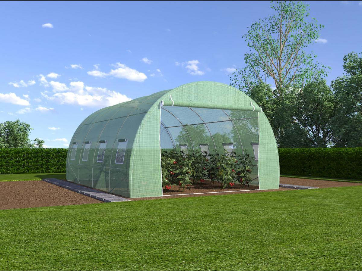 Vente-unique Foliengewächshaus Folientunnel - 12 m² - 400 x 300 x 200 cm - Stahl - IPOMEA  