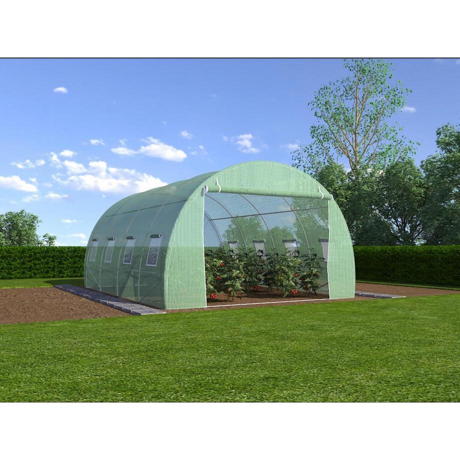 Vente-unique Serre tunnel avec structure en acier 12 m² - L300 x l400 x H200 cm - IPOMEA  