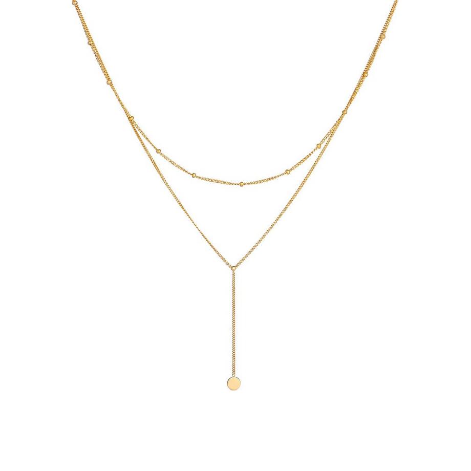 Elli  Halskette Layer Y-Kette Kugelkette Plättchen 