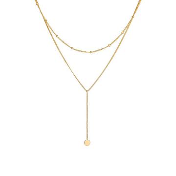 Halskette Layer Y-Kette Kugelkette Plättchen