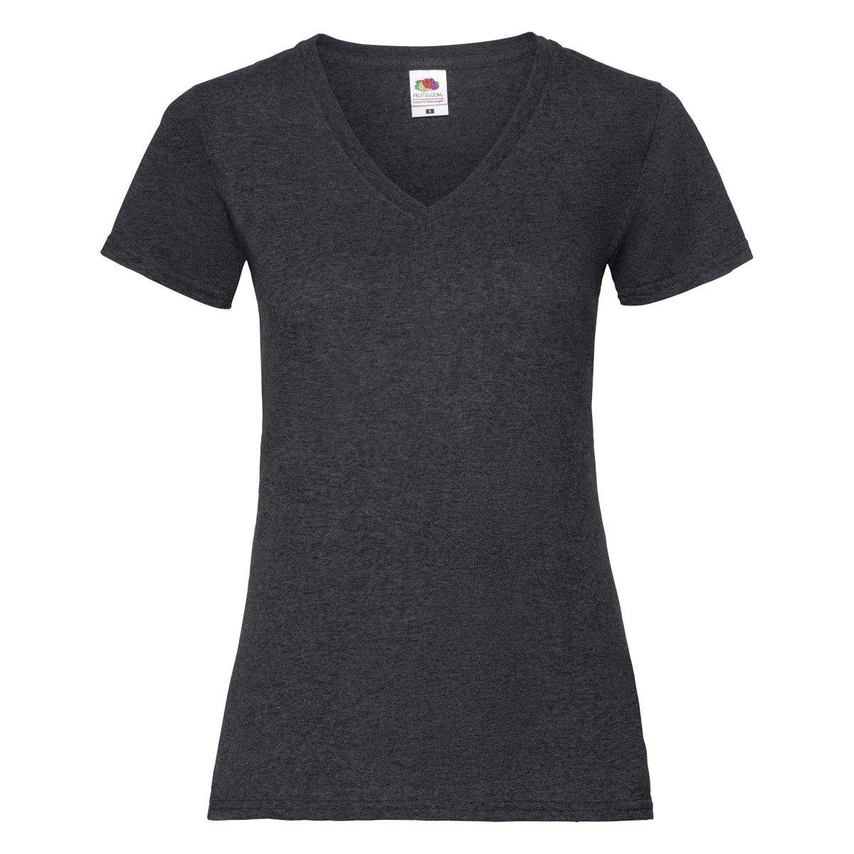 Image of Ladyfit Valueweight Tshirt, Vausschnitt Damen Charcoal Black XL
