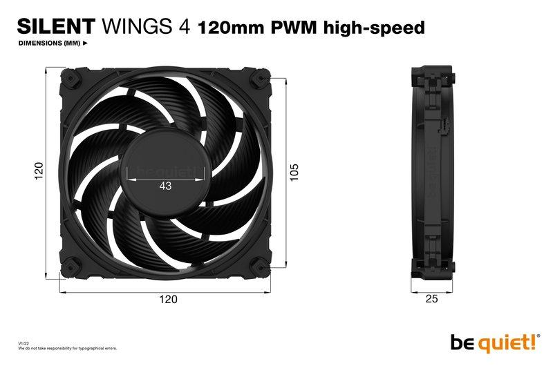 BE QUIET!  ! SILENT WINGS 4 | 120mm PWM Case per computer Ventilatore 12 cm Nero 1 pz 