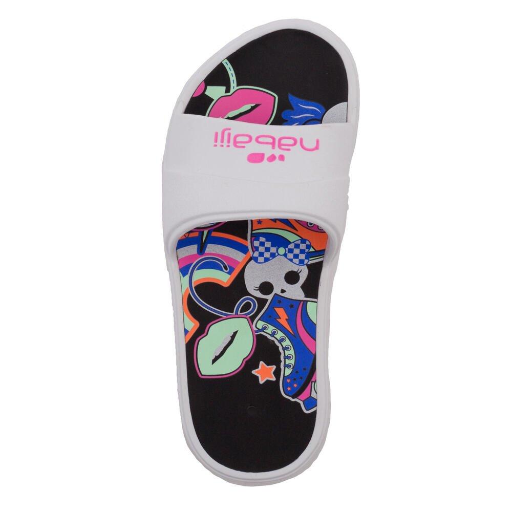 NABAIJI  Badelatschen Slap 500 Kinder Derby weiss/schwarz 