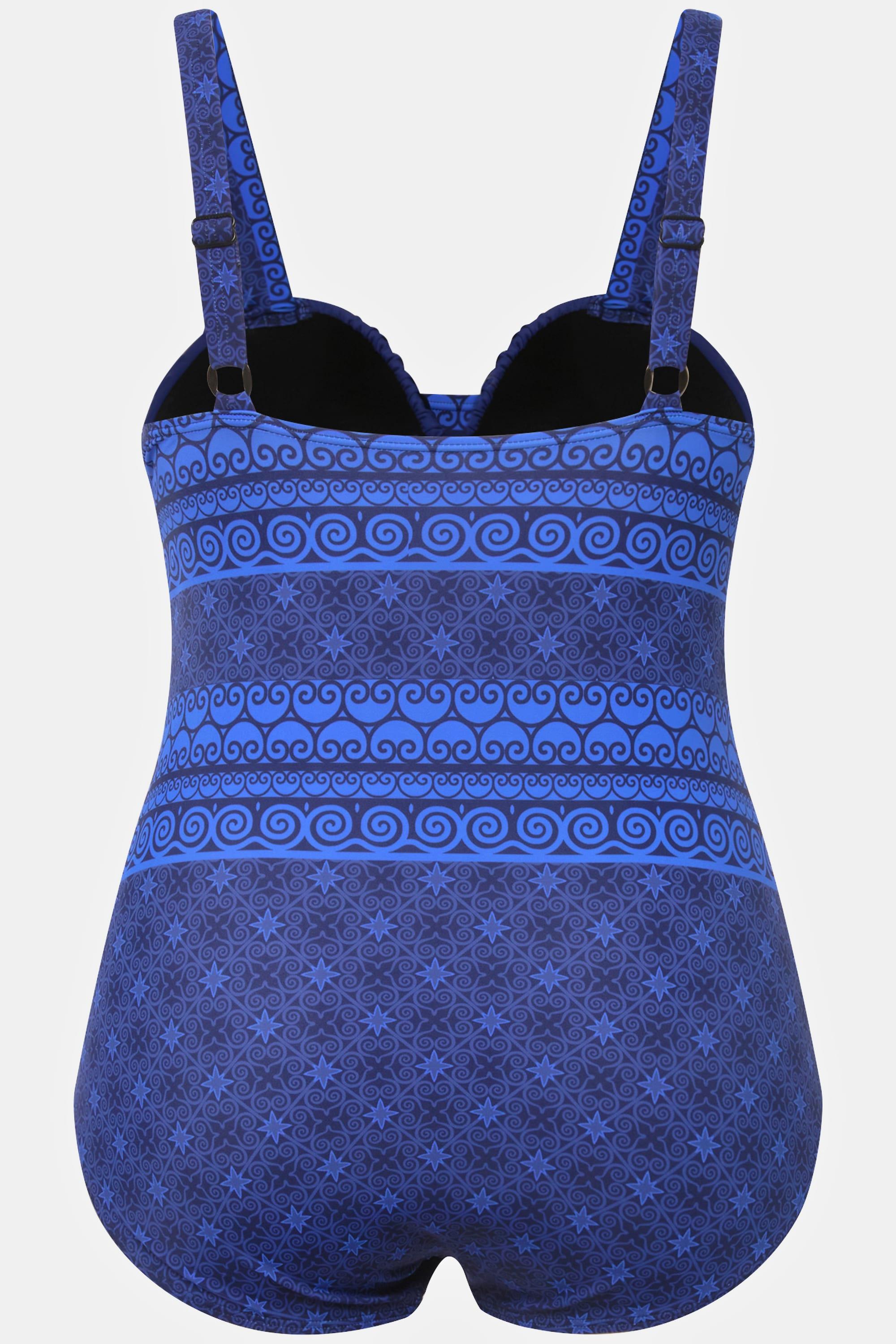 Ulla Popken Costume da bagno ornamentale ferretto coppe morbide ruche  