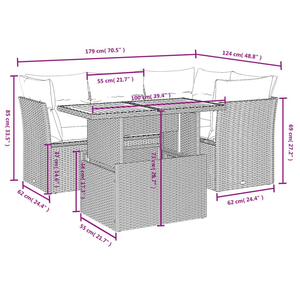 VidaXL set divano da giardino Polirattan  