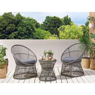 Beliani Bistro Set aus PE Rattan Rustikal MESYNA  