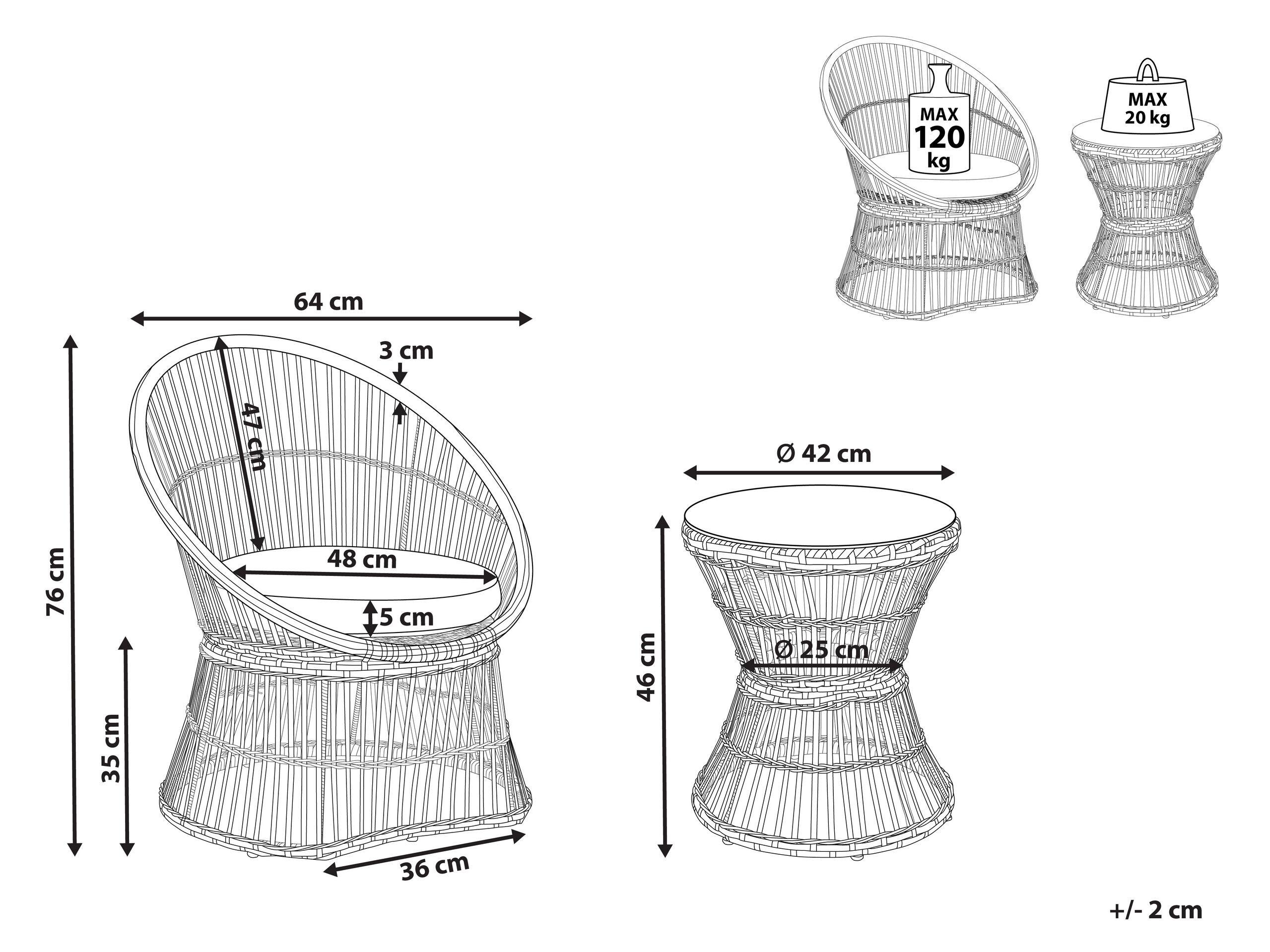 Beliani Bistro Set aus PE Rattan Rustikal MESYNA  