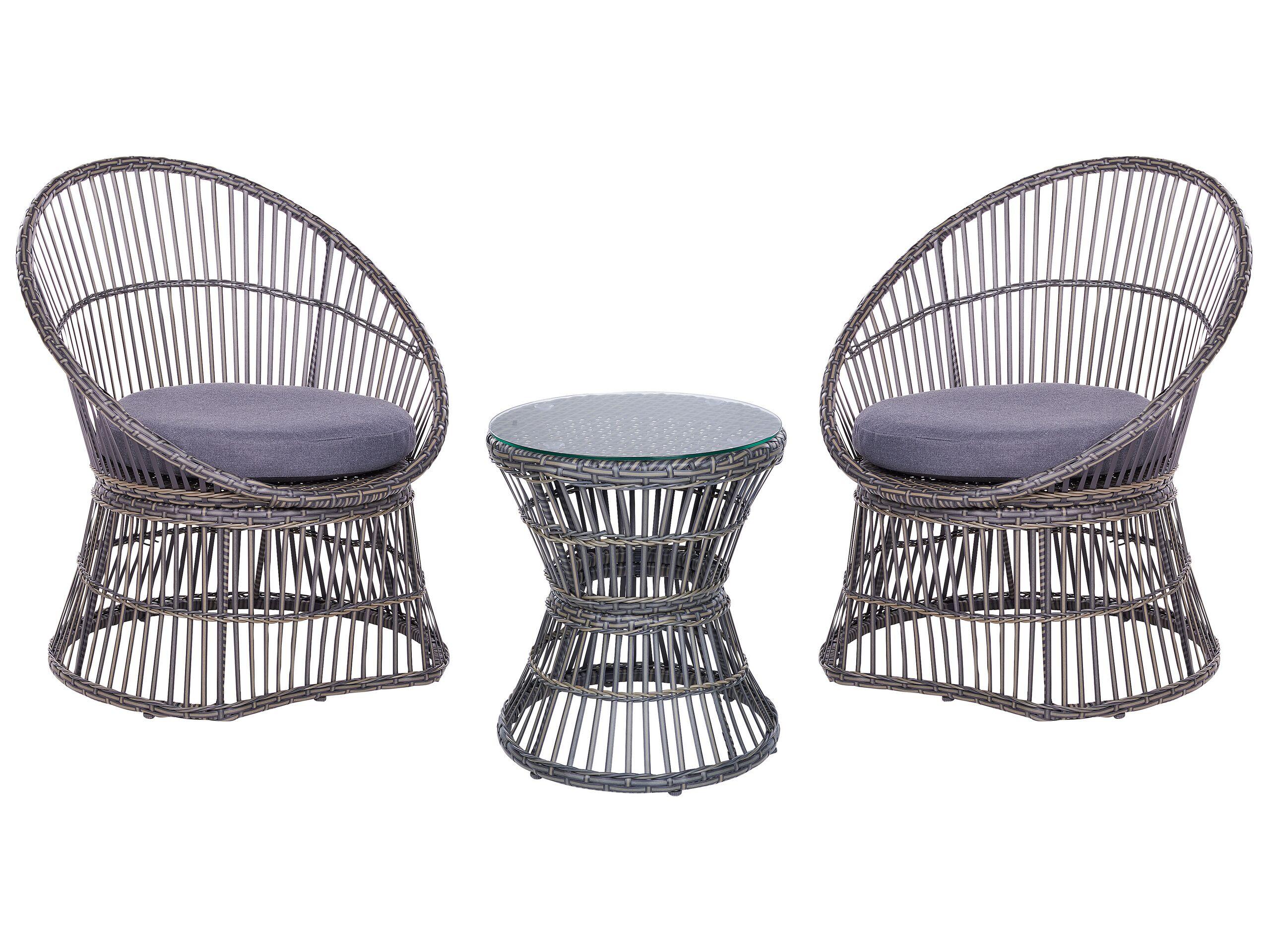 Beliani Bistro Set aus PE Rattan Rustikal MESYNA  