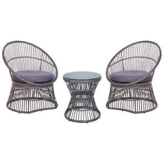 Beliani Bistro Set aus PE Rattan Rustikal MESYNA  