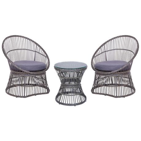 Beliani Bistro Set aus PE Rattan Rustikal MESYNA  