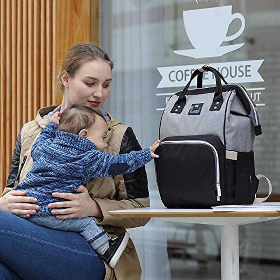 Only-bags.store Wickeltasche Rucksack Wasserdichte Reise Baby Tasche mit Wickelauflage und Kinderwagen Haken  