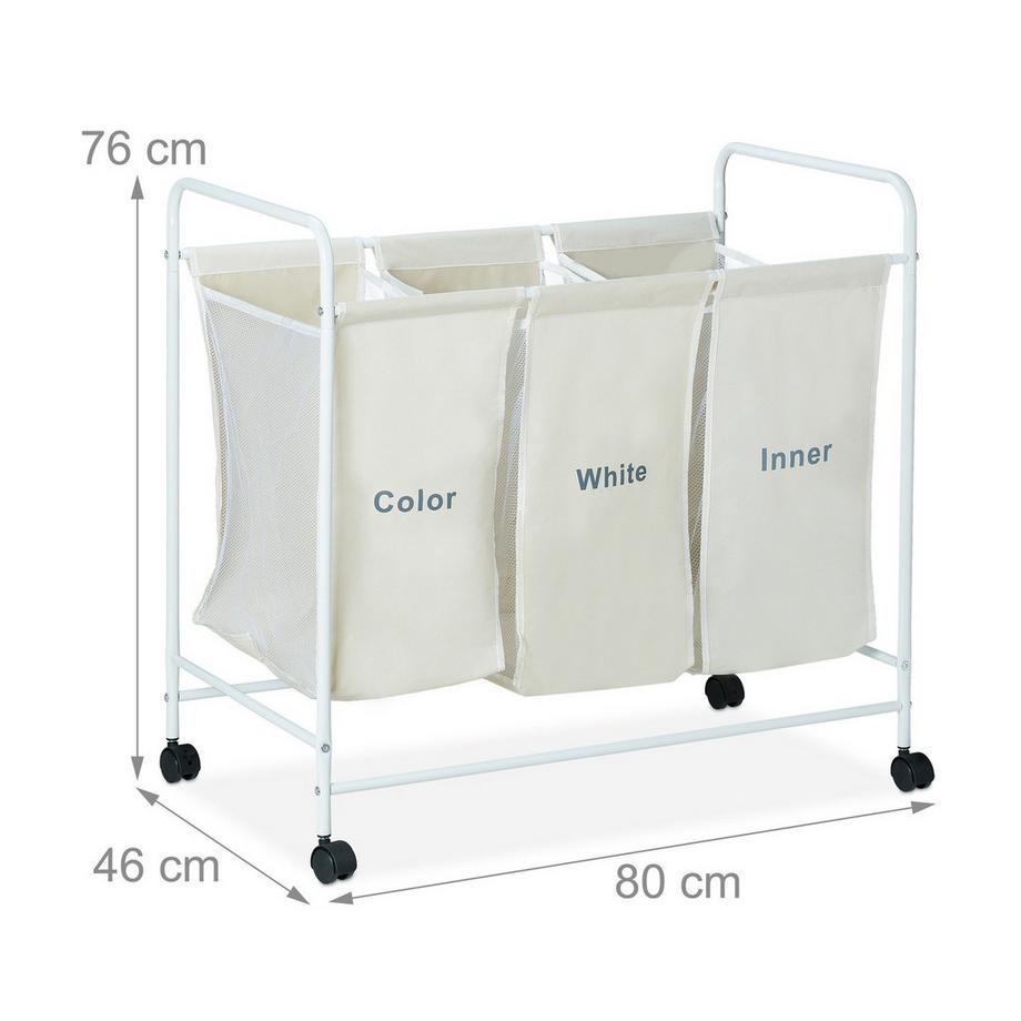 B2X 3 Wäschesortierer mit Rollen  