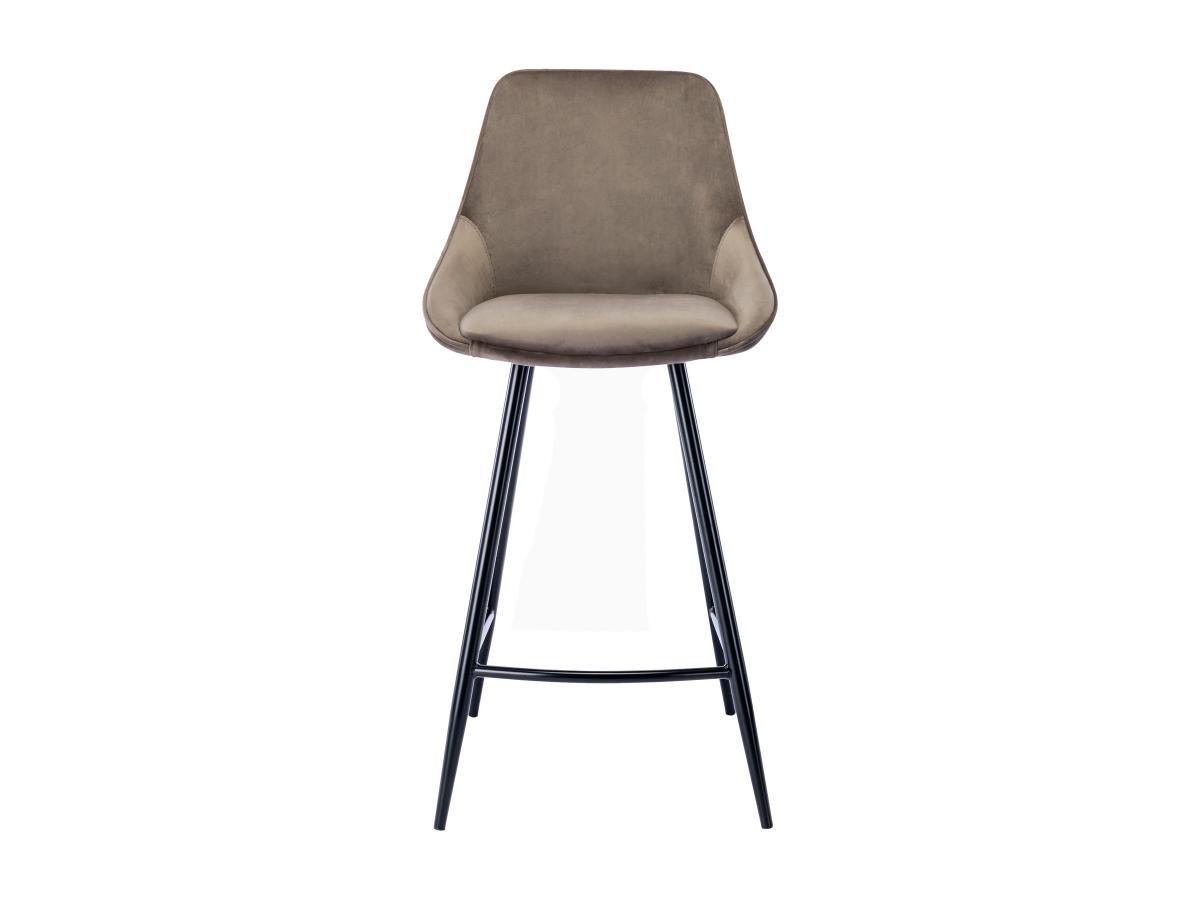 Vente-unique Sgabello da bar Velluto Tortora Lotto di 2 MASURIE  