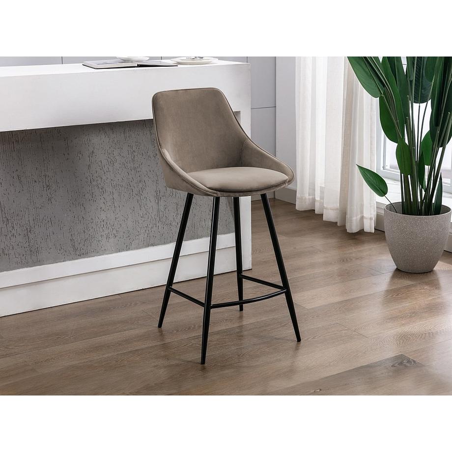 Vente-unique Lot de 2 tabourets de bar Velours MASURIE  