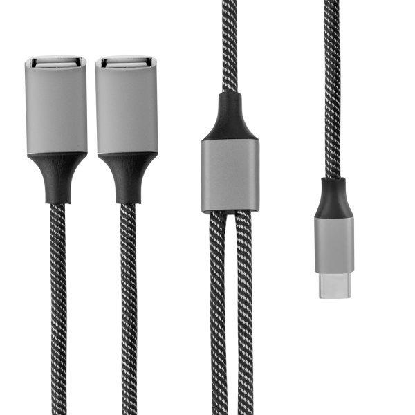 Image of 4smarts 456905 USB Kabel 0,2 m 2 x USB A USB C Schwarz, Grau