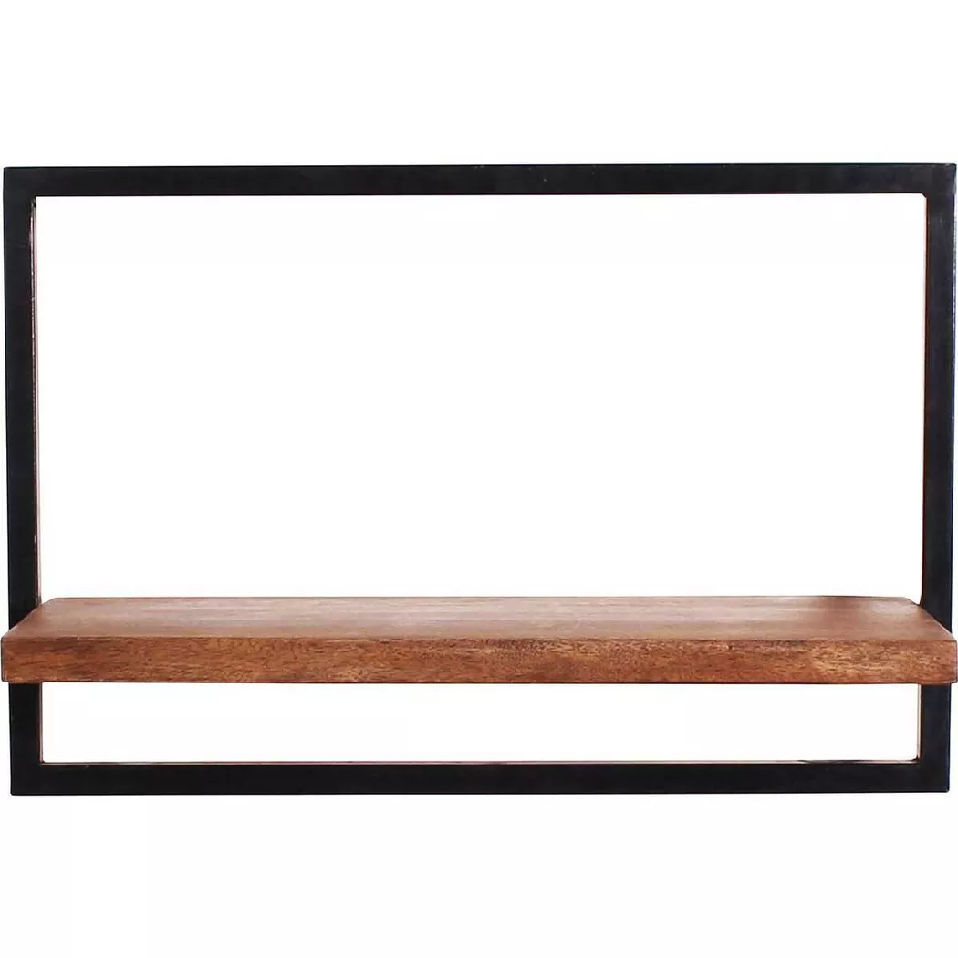 SIT Wandregal "Ponza aus Mangoholz mit Altmetall im Industrial Look" Freischwebende Wandmontage mit natürlichem Mangoholz