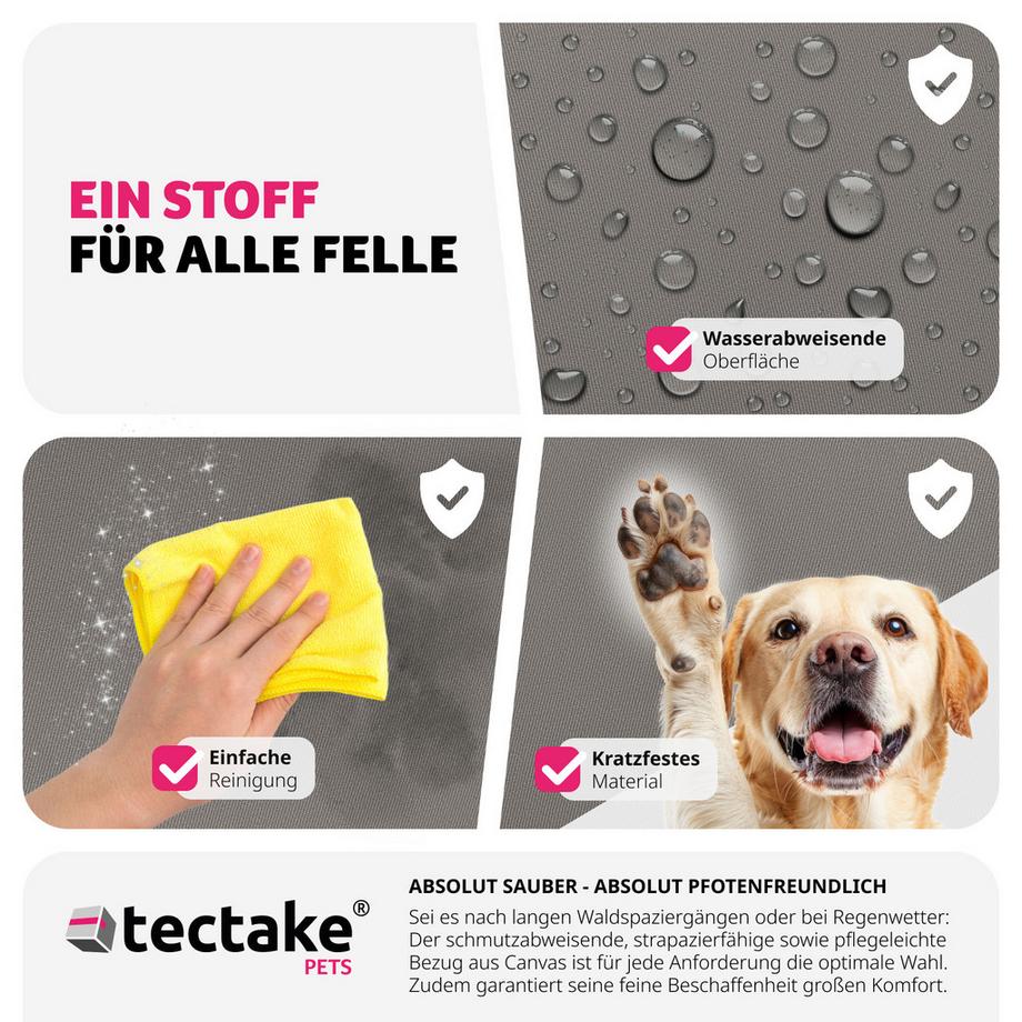 Tectake  Siège auto pour chien Milow avec une laisse de sécurité et 2 sangles de fixation réglables en longueur 