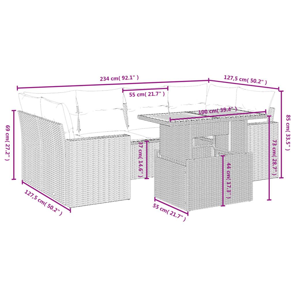 VidaXL set divano da giardino Polirattan  