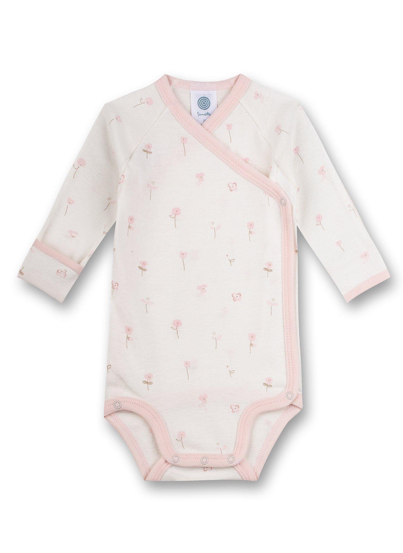 Image of Wickelbody Langarm Blume Mädchen Weiss 62