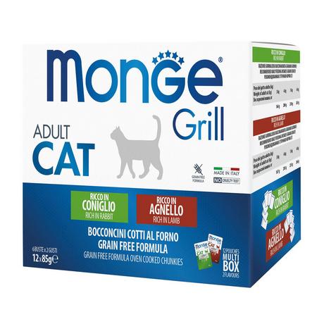 Monge  Grill Gatto Coniglio+Agnello 12x85g 