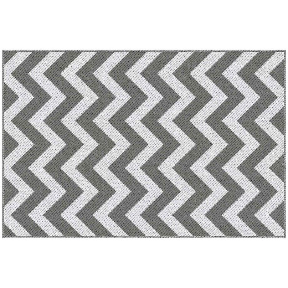 Northio Outdoor-Teppich Wasserdichter Kunststoffteppich 121X182Cm, Hellgrau+Weiß, Für Balkon  