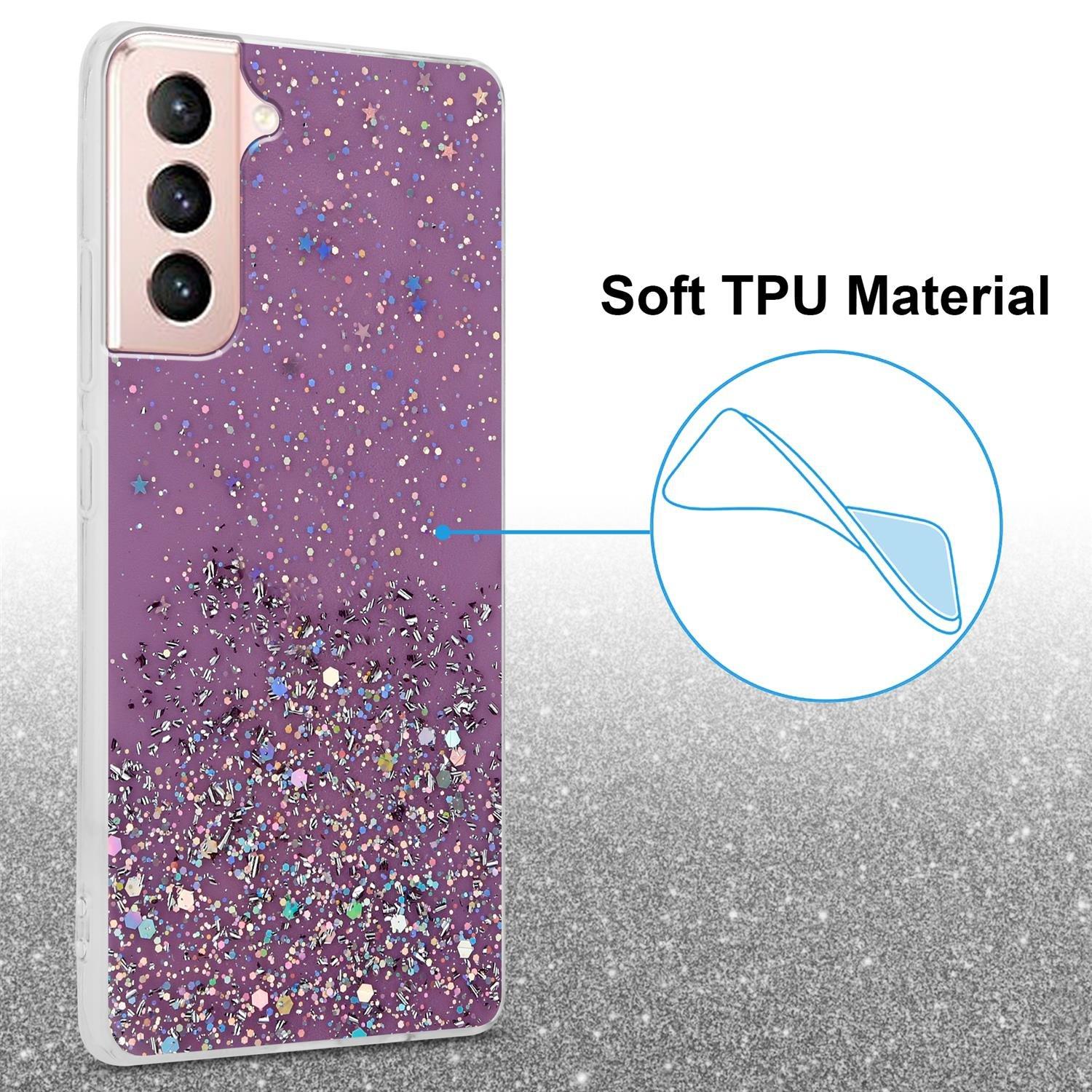 Cadorabo  Housse compatible avec Samsung Galaxy S21 5G - Coque de protection en silicone TPU flexible avec paillettes scintillantes 