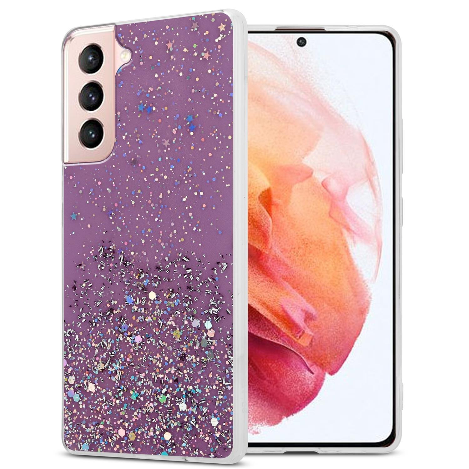 Cadorabo  Housse compatible avec Samsung Galaxy S21 5G - Coque de protection en silicone TPU flexible avec paillettes scintillantes 