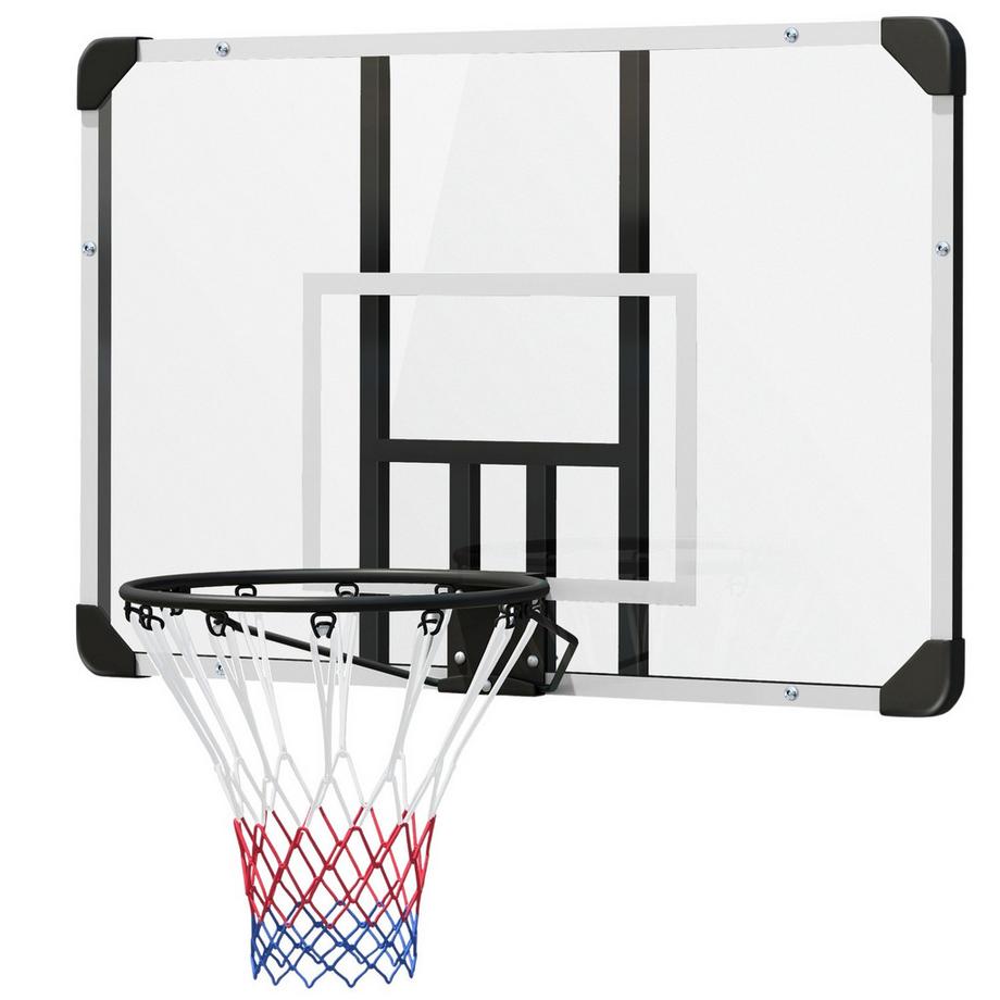 Northio  Basketballkorb Wandmontage mit Basketballbrett und Netz 113 x 61 x 73 cm aus Stahl für Outdoor Aktivitäten in Weiß 