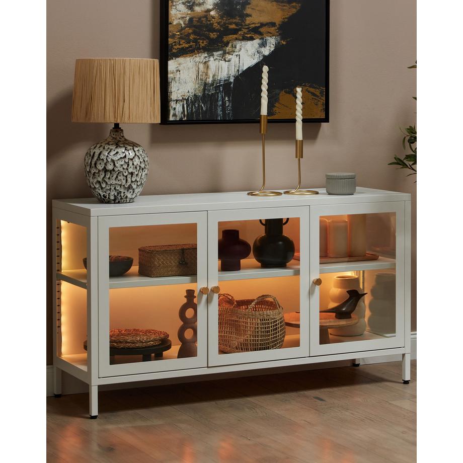 Beliani Buffet avec vitrine en verre en Acier  NEWPORT  