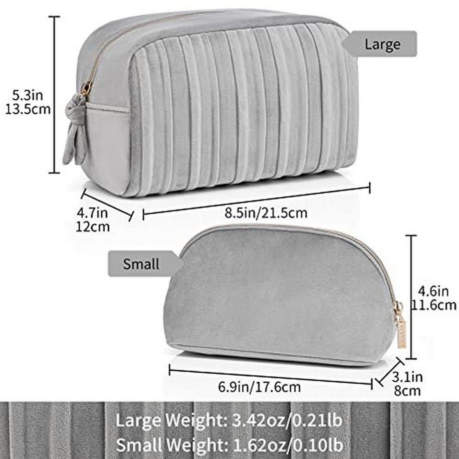 Only-bags.store  Große Kosmetiktasche Samt, Schminktasche Reise, Make Up Tasche Set 2 Stück, Beauty case 