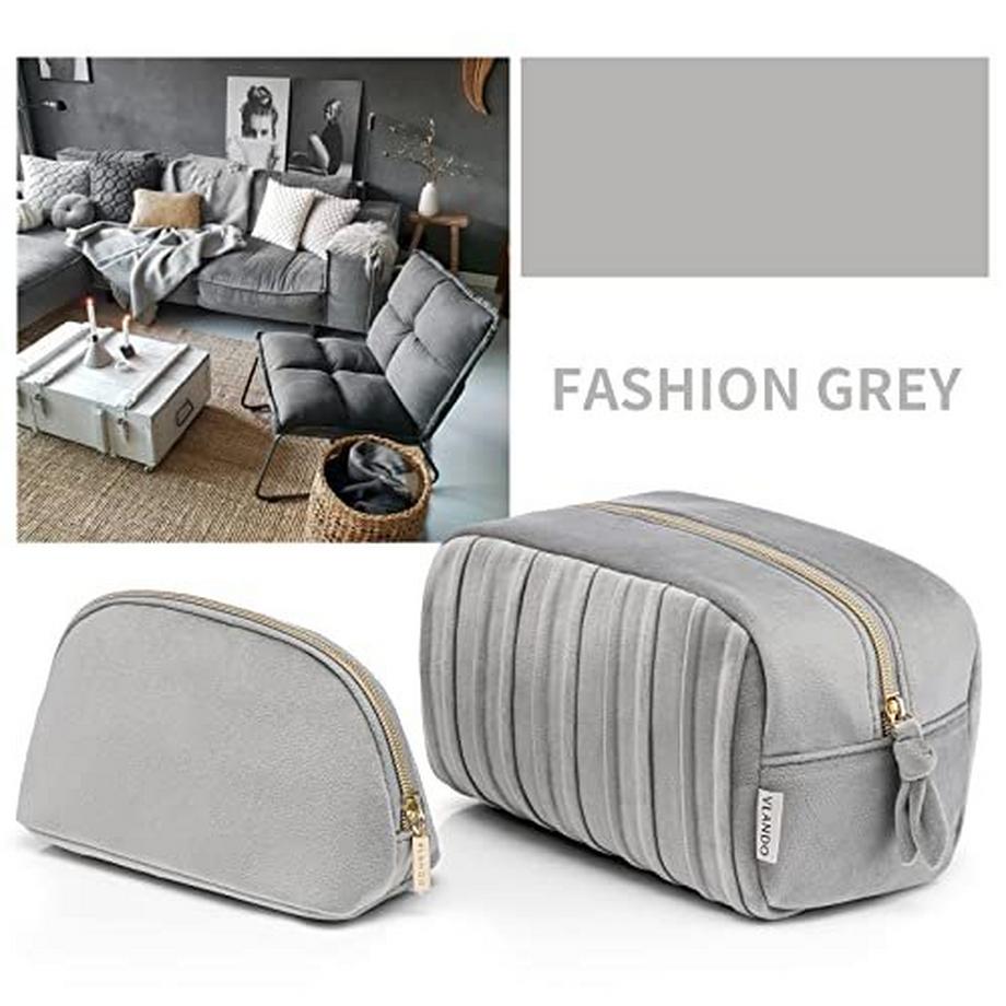 Only-bags.store  Große Kosmetiktasche Samt, Schminktasche Reise, Make Up Tasche Set 2 Stück, Beauty case 
