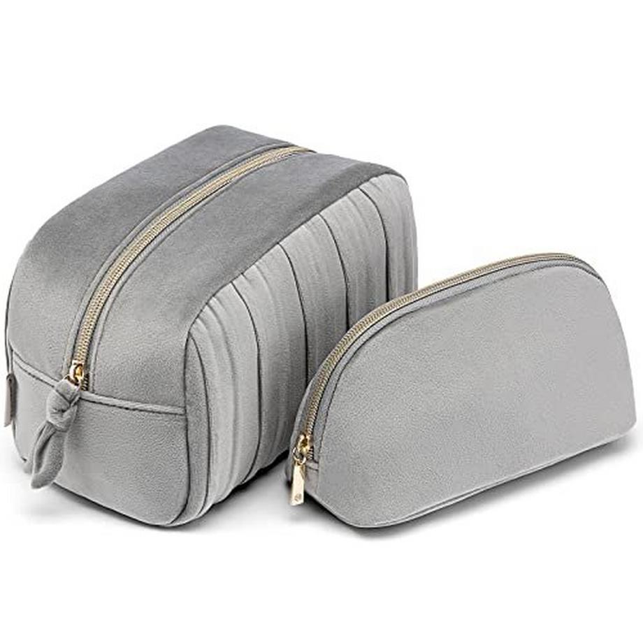 Only-bags.store  Große Kosmetiktasche Samt, Schminktasche Reise, Make Up Tasche Set 2 Stück, Beauty case 
