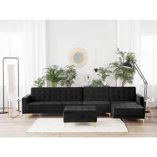 Beliani Ecksofa mit Ottomane aus Samtstoff Modern ABERDEEN  