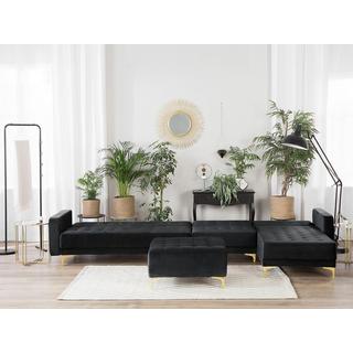 Beliani Ecksofa mit Ottomane aus Samtstoff Modern ABERDEEN  