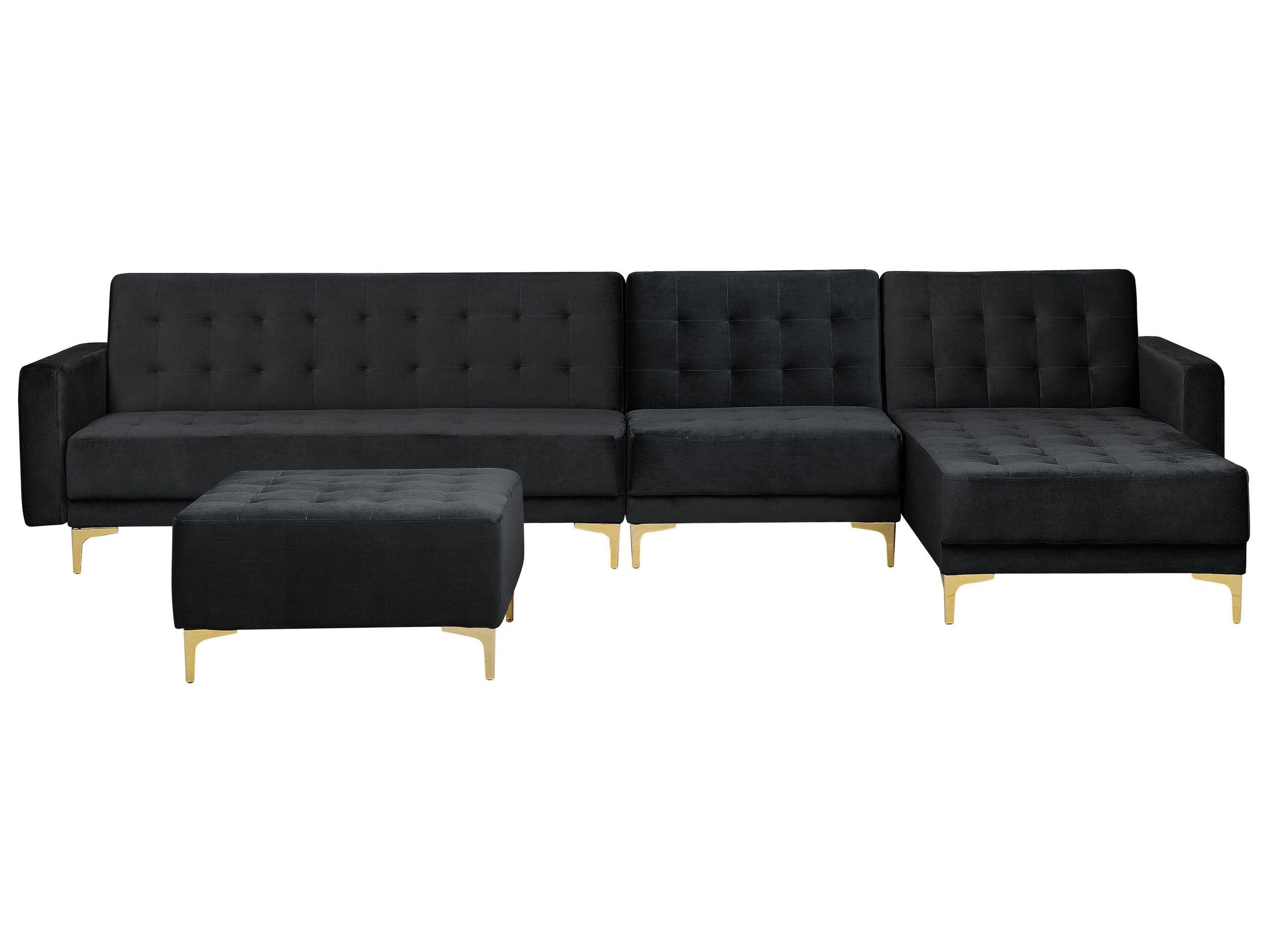 Beliani Ecksofa mit Ottomane aus Samtstoff Modern ABERDEEN  