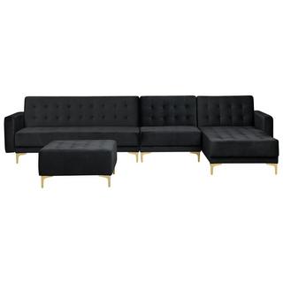 Beliani Ecksofa mit Ottomane aus Samtstoff Modern ABERDEEN  