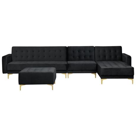 Beliani Ecksofa mit Ottomane aus Samtstoff Modern ABERDEEN  