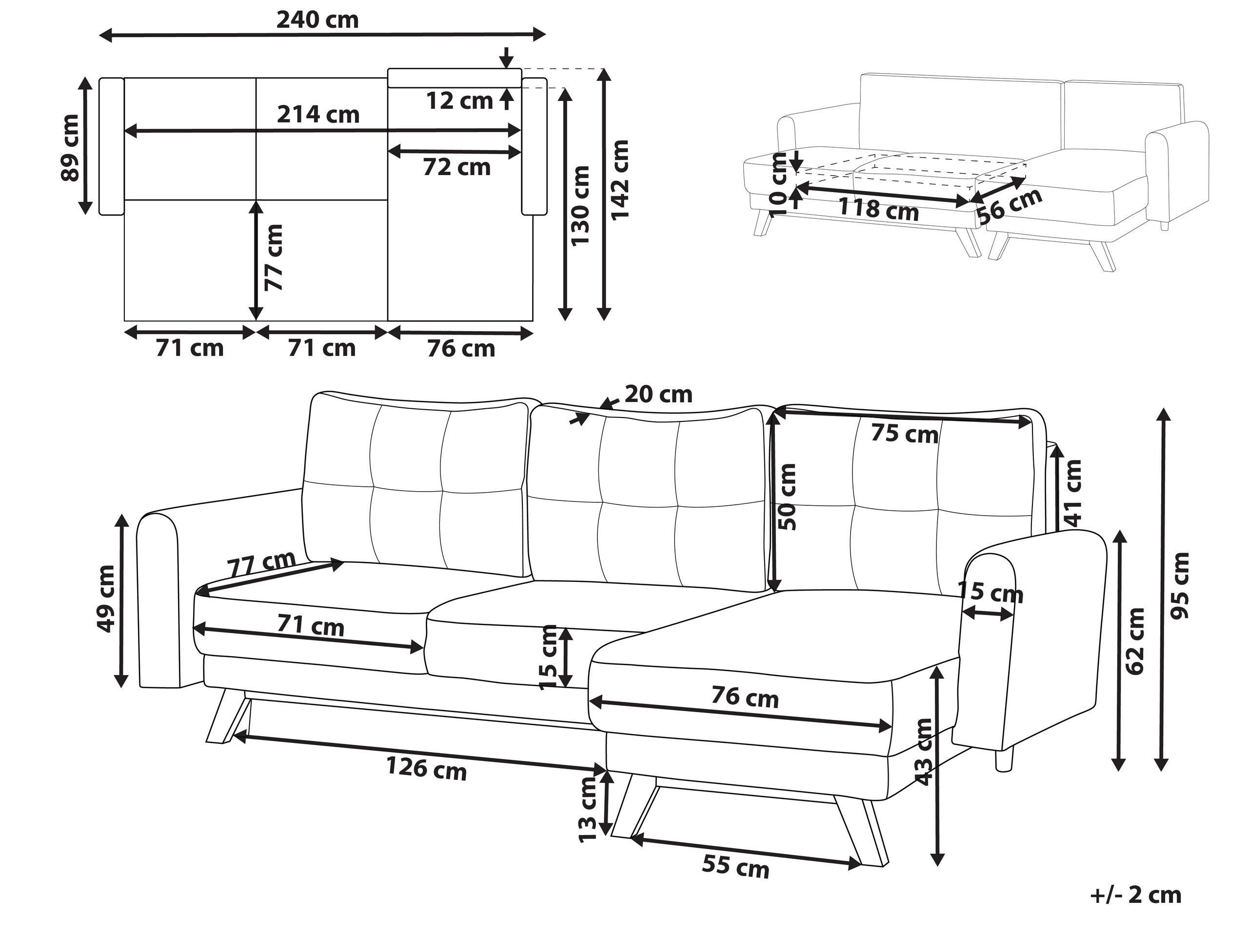 Beliani Ecksofa aus Polyester Skandinavisch SIRO  