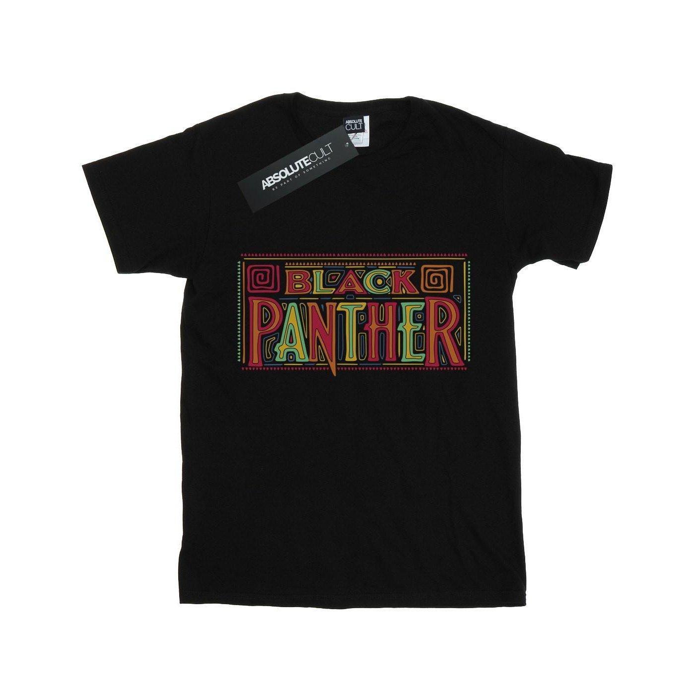 Image of Black Panther Tribal Logo Tshirt Mädchen Schwarz 128