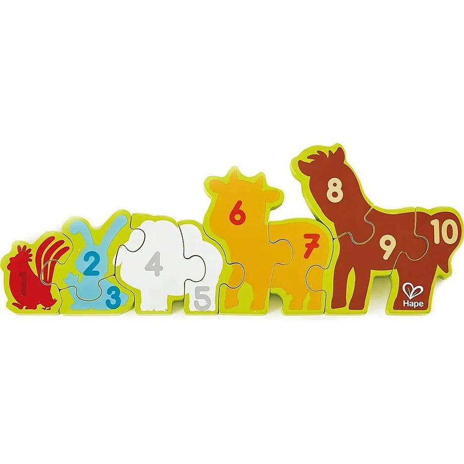 Hape  Puzzle Zahlen & Farmtiere (10Teile) 