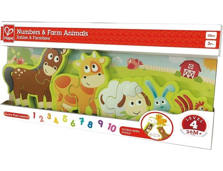 Hape  Puzzle Zahlen & Farmtiere (10Teile) 