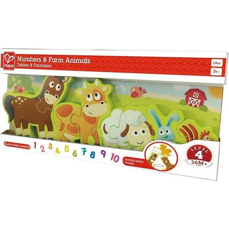 Hape  Puzzle Zahlen & Farmtiere (10Teile) 