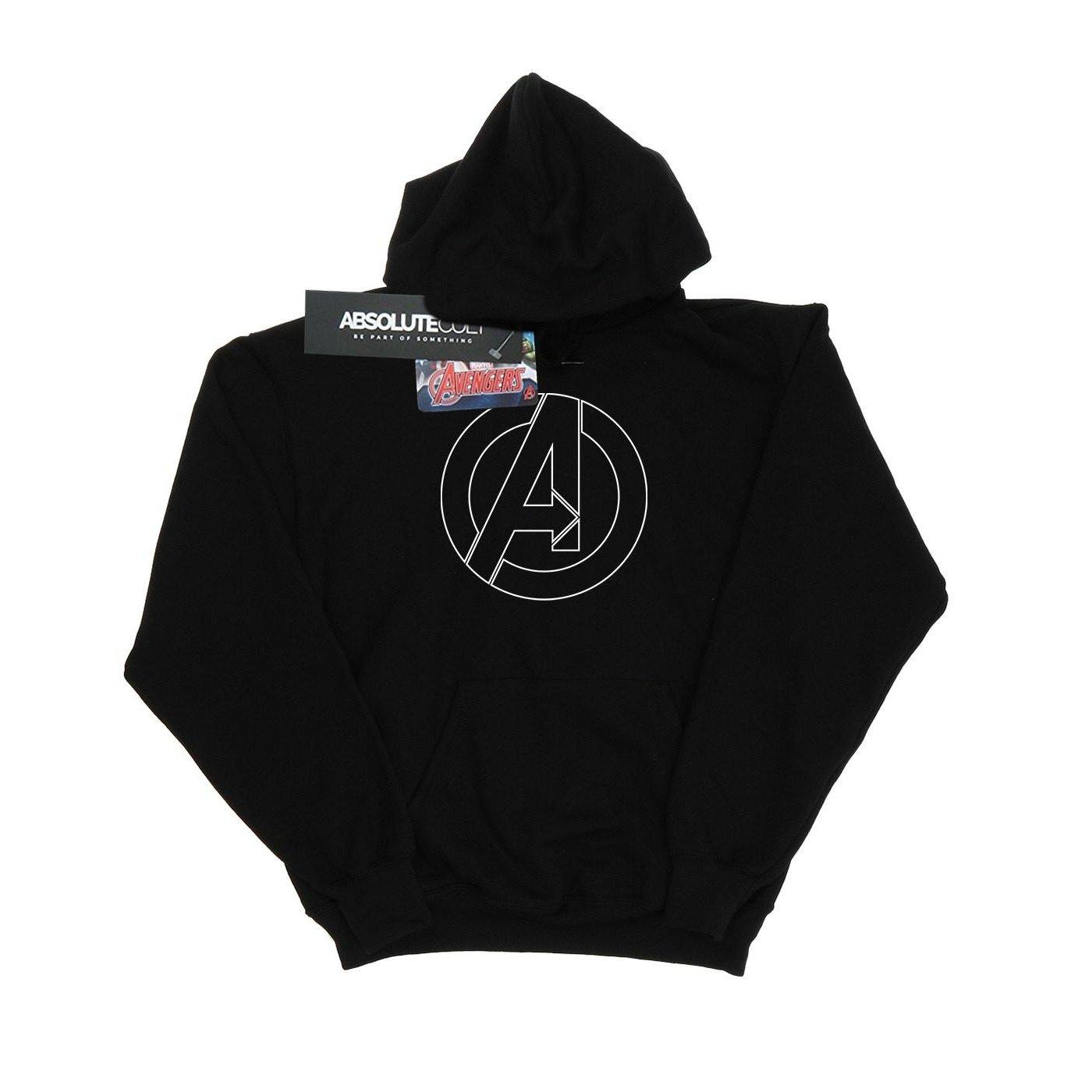 Image of Avenegers Assemble A Logo Outline Kapuzenpullover Unisex Schwarz 116