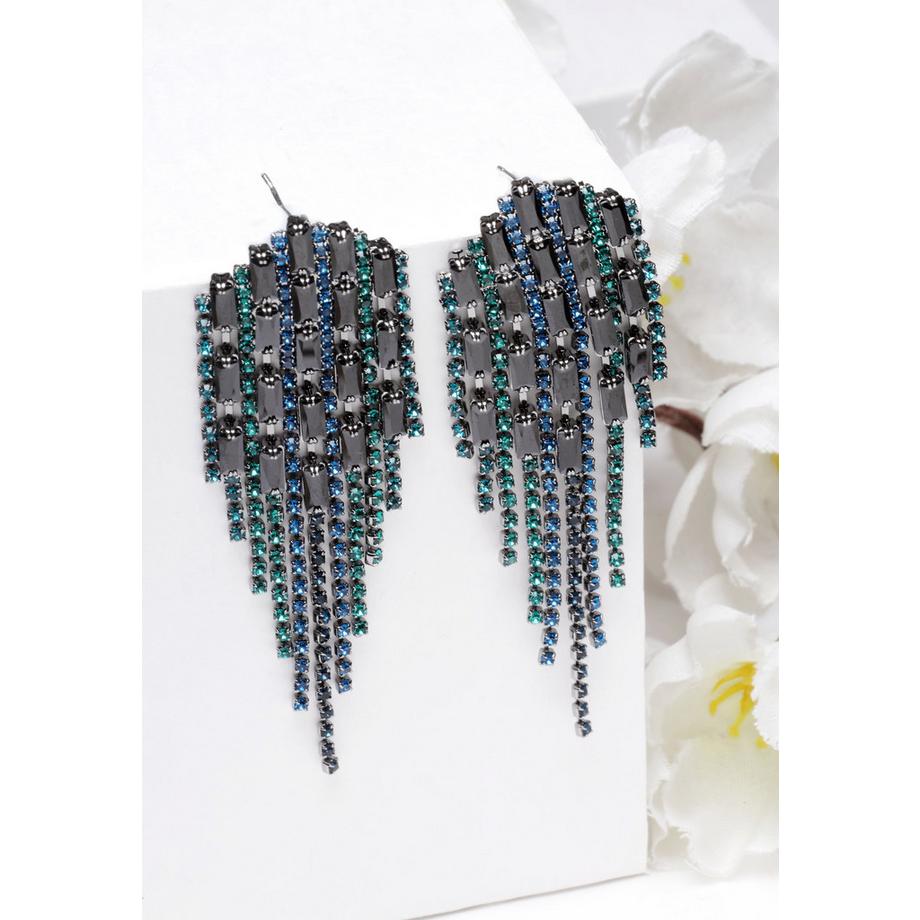 AVANT-GARDE PARIS  Kristallbesetzte Hängeohrringe in Blau 