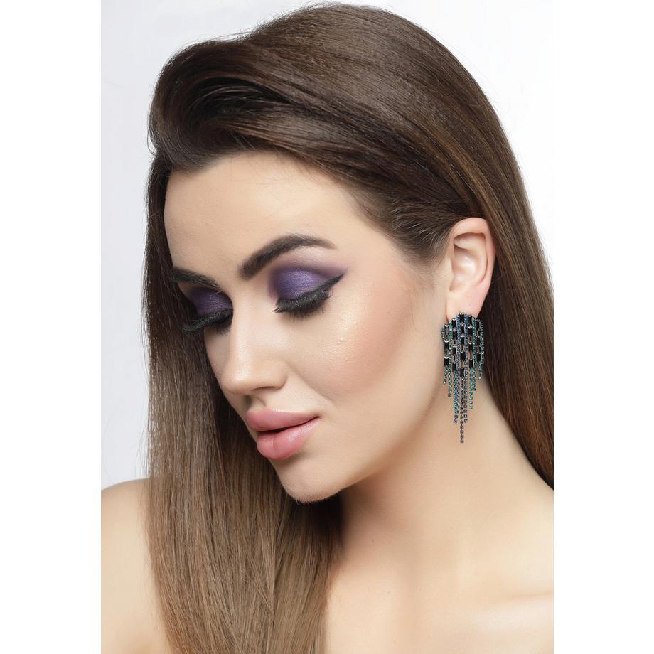 AVANT-GARDE PARIS  Kristallbesetzte Hängeohrringe in Blau 