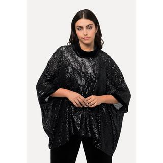 Ulla Popken  T-shirt oversized à paillettes, col roulé et manches courtes 