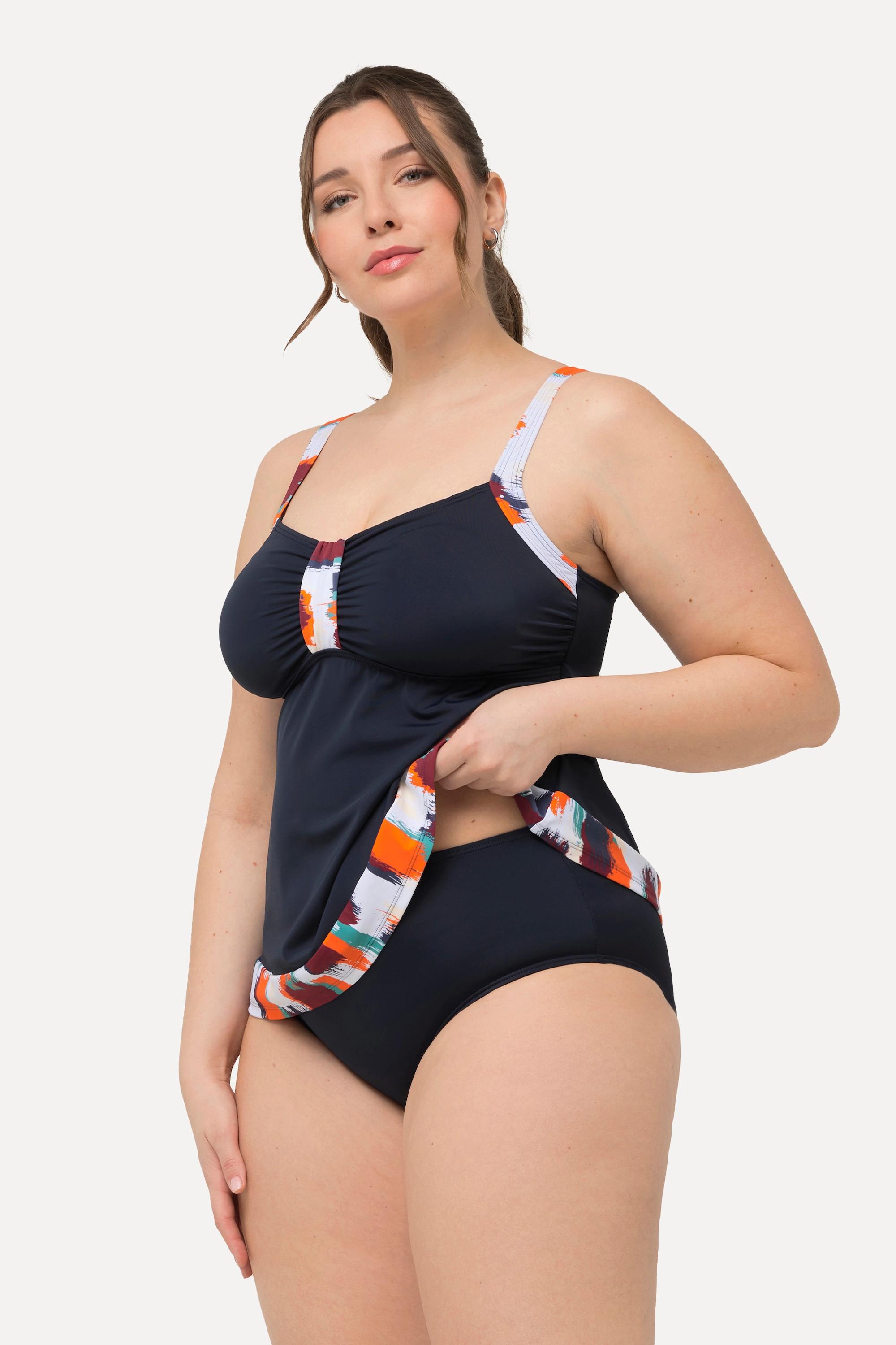 Ulla Popken  Tankini con fantasia, coppe morbide e spalline regolabili 